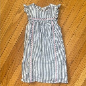 Vineyard Vines Girls Seersucker Dress | Size 8 | Blue & White w/ Pink Embroidery